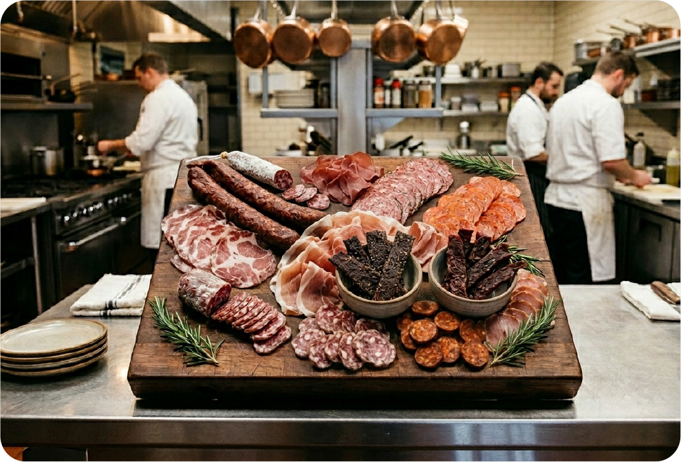 Protein Packaging image of different sausage and jerky products